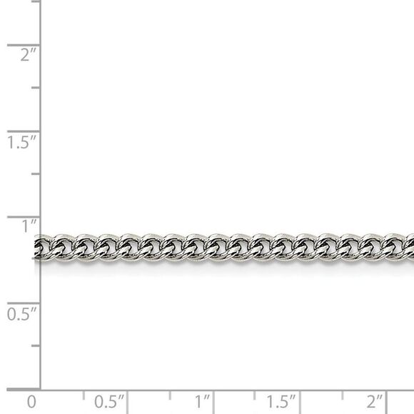 4mm Stainless Steel Round Curb Chain Necklace, 24 Inch - Picture 2 of 5
